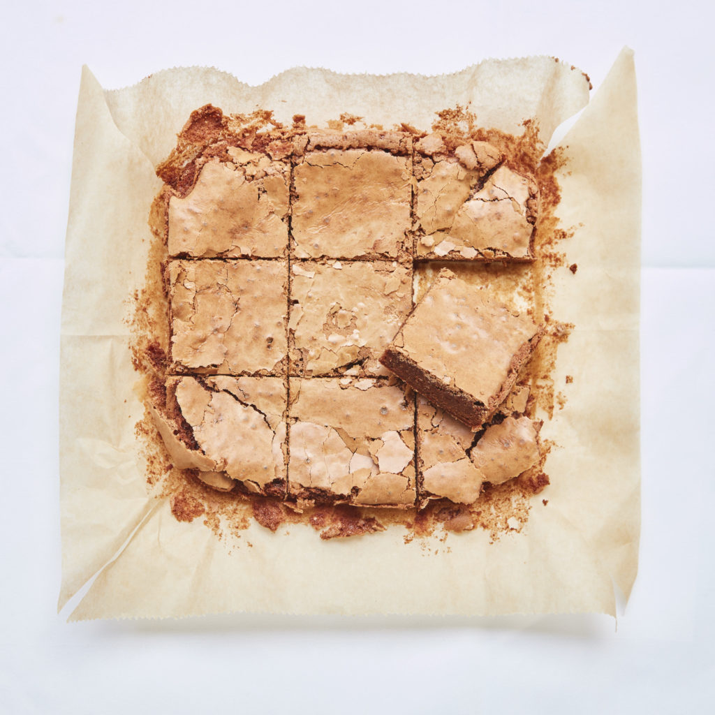 homemade chocolate brownies on baking paper
