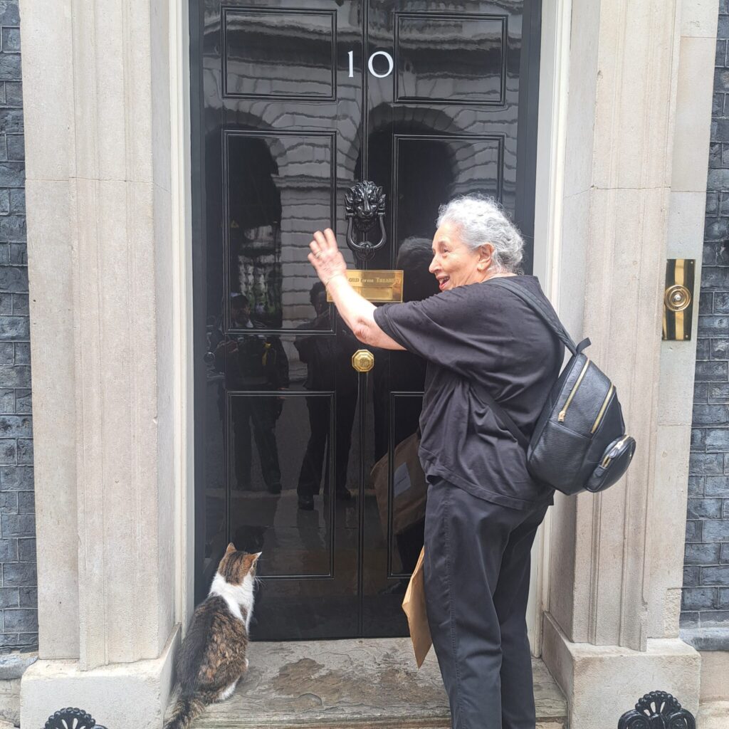 Larry the Cat waiting to be let into Number 10 Downing Street